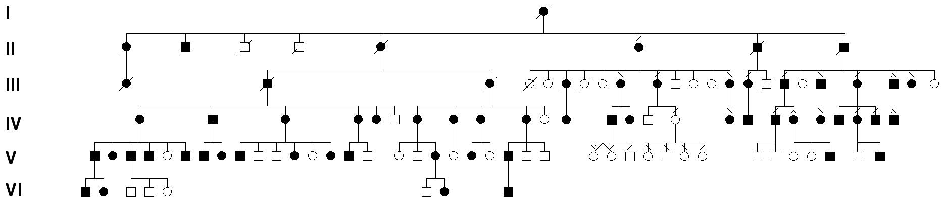 Juvenile open angle glaucoma (JOAG) pedigree map